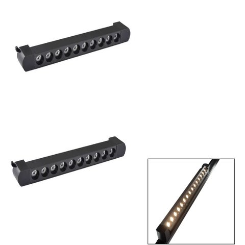 Kit 2 Luminária Led Pontual Linear 20w 3000k para Trilho Preto Bivolt