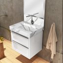 Ver imagem 2 de Lavatório em Porcelanato para Banheiro 50x22,2cm Top com Cuba Esculpida Yescasa Branco/Calacata
