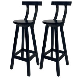 Kit 2 Banqueta Bistrô com Encosto Cozinha Balcão Bancada Bar Preto - 1