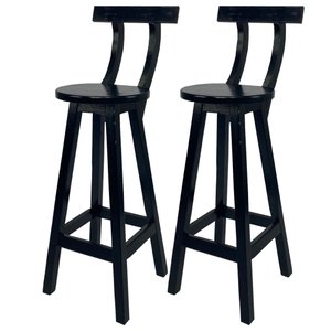 Kit 2 Banqueta Bistrô com Encosto Cozinha Balcão Bancada Bar Preto