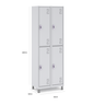 Armário Roupeiro Aço 4 Portas Academia- Locker Guarda Volume - Cinza - 2