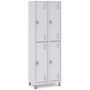Armário Roupeiro Aço 4 Portas Academia- Locker Guarda Volume - Cinza