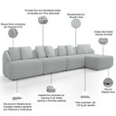 Ver imagem 4 de Sofá 5 Lugares com Chaise Direito Sala Living 388cm Arlo F04 Bouclê Cinza - Lyam Decor