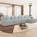 Ver imagem 1 de Sofá 5 Lugares com Chaise Direito Sala Living 388cm Arlo F04 Bouclê Cinza - Lyam Decor