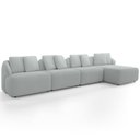 Ver imagem 2 de Sofá 5 Lugares com Chaise Direito Sala Living 388cm Arlo F04 Bouclê Cinza - Lyam Decor