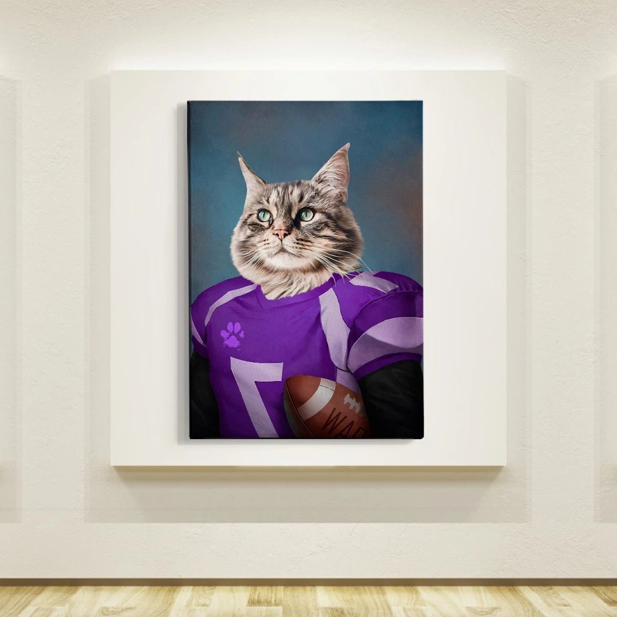Quadro Pintura Tela futebol estimação moldado jogador 5174: 100cm (A) x 120	cm (L) - 4