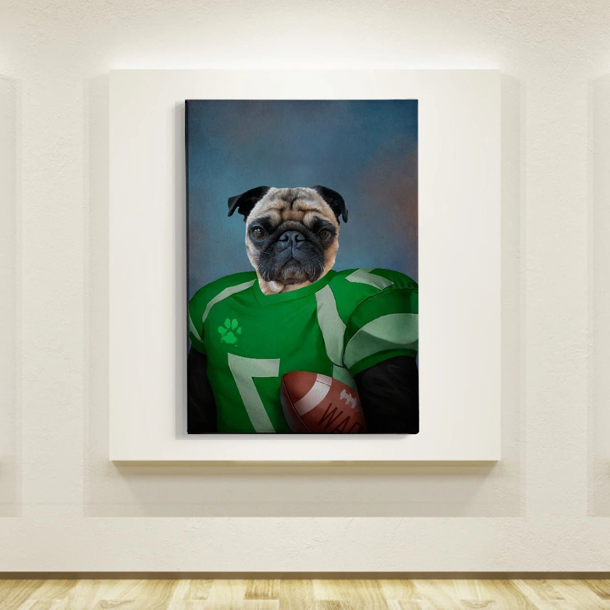 Quadro Pintura Tela futebol estimação moldado jogador 5174: 100cm (A) x 120	cm (L) - 3