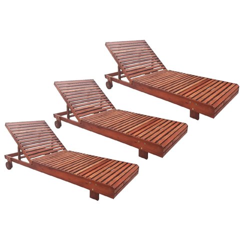 Jogo 3 Espreguiçadeira Allegra Madeira Maciça Piscina Lazer Nogueira Proteção Uv