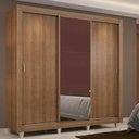 Ver imagem 1 de Guarda Roupa Casal Madesa Lyon 3 Portas de Correr com Espelho 2 Gavetas com Pés - Rustic
