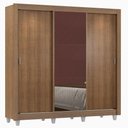 Ver imagem 3 de Guarda Roupa Casal Madesa Lyon 3 Portas de Correr com Espelho 2 Gavetas com Pés - Rustic