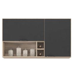 Armário Aéreo para Cozinha Firenze Nicho 2 Portas Avena Grafito - Demóbile - 2