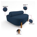 Ver imagem 3 de Sofá Sala Ilha Orgânico e 1 Poltrona 125cm Éden Pé Madeira Bouclê Azul E03 - D’Rossi