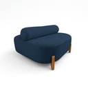 Ver imagem 2 de Sofá Sala Ilha Orgânico e 1 Poltrona 125cm Éden Pé Madeira Bouclê Azul E03 - D’Rossi