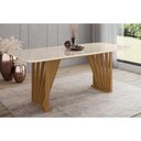 Ver imagem 1 de Mesa para Cozinha Adriana Sc46 + Tampo Madeirado Vidro Curvo 200x80cm Nature-off White - Henn