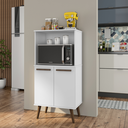 Ver imagem 3 de Balcão Armário Torre Multiuso para Forno e Microondas 2 Portas e Paneleiro Lisboa Cores:branco