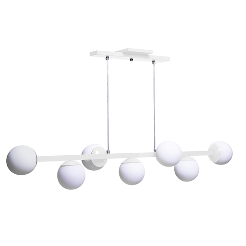 Lustre Pendente Figo 7 Globos Esfera De Vidro: Cor Branco