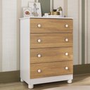 Ver imagem 1 de Cômoda Infantil 65cm com 4 Gavetas Allegra Multimóveis Mp4421 Branco/madeirado Branco/madeirado