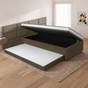 Ver imagem 3 de Cama Box Conjugada Solteiro 88x188 c/ Baú e Cama Auxiliar Maya Marrom
