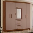 Ver imagem 2 de Guarda Roupa Virtus Casal Quarto com 6 Portas e 4 Gavetas Nogueira/cappuccino