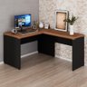 Mesa em L Escrivaninha 1,20m X 1,50m Escritório F5 Office Cor:nogal com Preto - 1