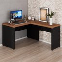 Ver imagem 1 de Mesa em L Escrivaninha 1,20m X 1,50m Escritório F5 Office Cor:nogal com Preto