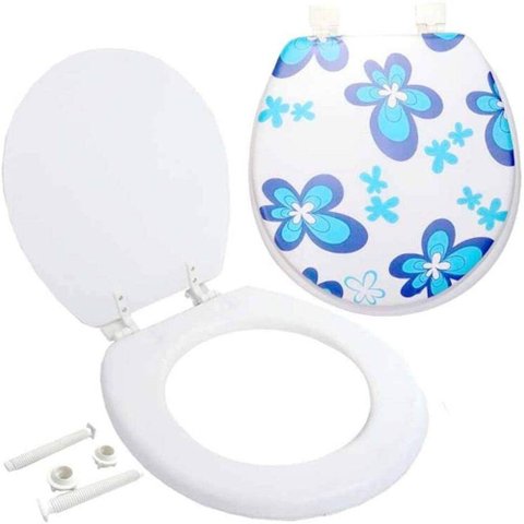 Tampa Sanitaria Oval Decorada Almofadada Universal Macia Assento de Vaso para Banheiro Privada e Cas