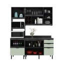 Ver imagem 4 de Cozinha Compacta Begônia 180cm 6 Portas 4 Gavetas Mármore Lunar/freijó Cz1203 Cor: Lunar/verde/freij