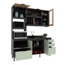 Ver imagem 3 de Cozinha Compacta Begônia 180cm 6 Portas 4 Gavetas Mármore Lunar/freijó Cz1203 Cor: Lunar/verde/freij