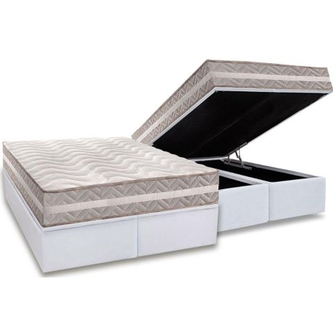 Conjunto Box Baú Queen: Colchão Espuma Paropas D33 D45/ Pro Sono Double Face Prata + Base Crc