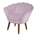 Ver imagem 1 de Poltrona Decorativa Pétala Suede Rosê Pés Madeira Ms Decor