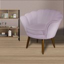 Ver imagem 3 de Poltrona Decorativa Pétala Suede Rosê Pés Madeira Ms Decor