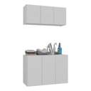 Ver imagem 1 de Conjunto Lavanderia Suspenso Multiuso Armário Aéreo e Balcão 3 Portas Multimóveis Mp5049 Branco