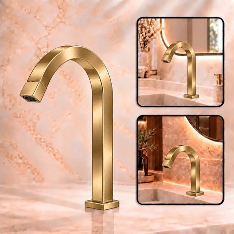 Torneira Laguna Dourado Escovado Baixa Aço Inox 304 Goldenx