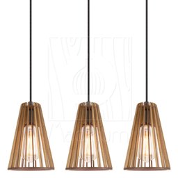Pendente Luminária Koni Madeira Mdf Desmontada 3 Unidades:rústico - 4