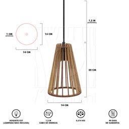 Pendente Luminária Koni Madeira Mdf Desmontada 3 Unidades:rústico - 8
