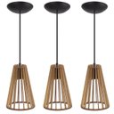 Ver imagem 1 de Pendente Luminária Koni Madeira Mdf Desmontada 3 Unidades:rústico
