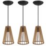 Pendente Luminária Koni Madeira Mdf Desmontada 3 Unidades:rústico - 1