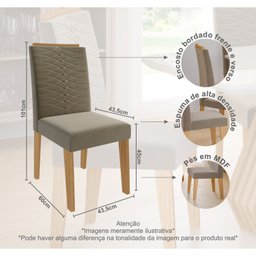 Conjunto Sala de Jantar Mesa Ágata 130x80cm Tampo Vidro/MDF com 4 Cadeiras Clarice  - 4