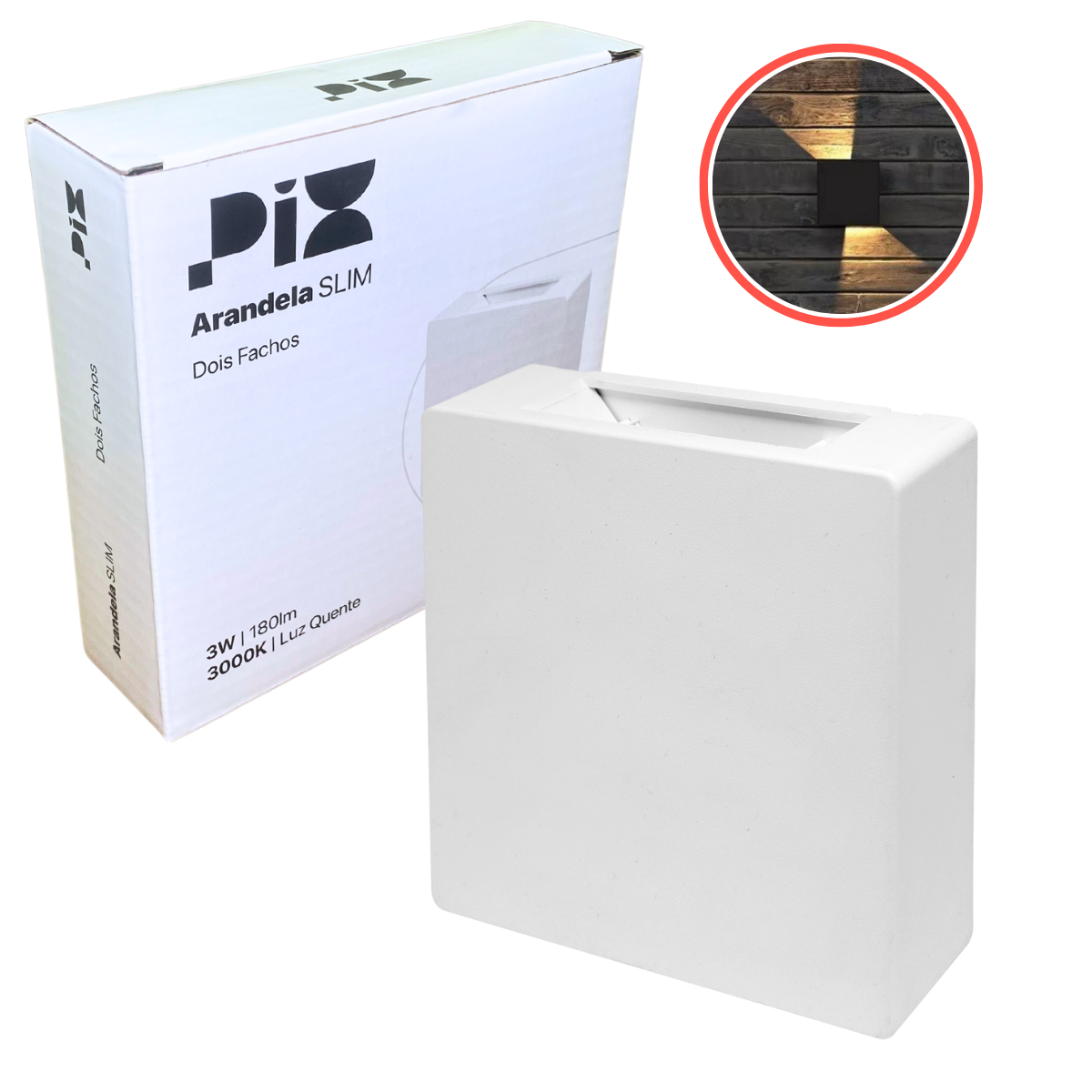 Arandela Slim Pix 2focos Regulaveis Branco 3000k 3w 3x12x12cm