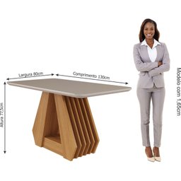 Conjunto Sala de Jantar Mesa Ágata 130x80cm Tampo Vidro/MDF com 4 Cadeiras Clarice  - 3