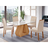 Conjunto Sala de Jantar Mesa Ágata 130x80cm Tampo Vidro/MDF com 4 Cadeiras Clarice  - 1