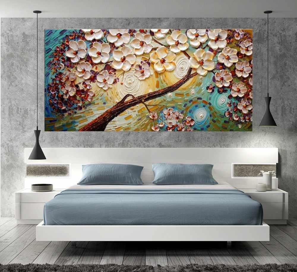 Quadro Pintura Tela Abstrato Moderno 2176: 70cm (A) x 140cm (L) - 5