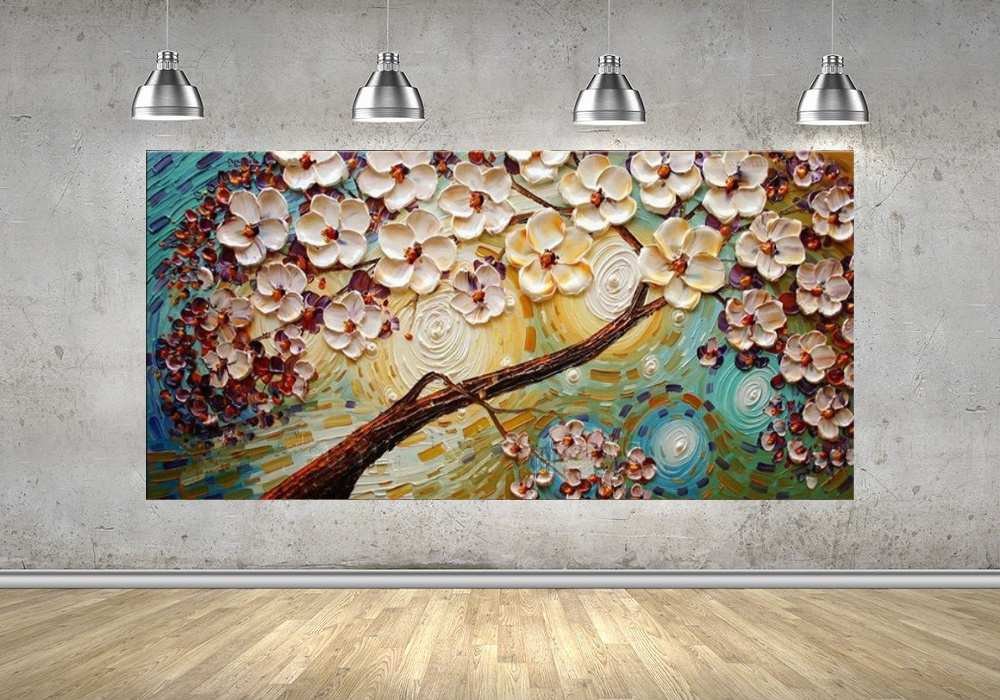 Quadro Pintura Tela Abstrato Moderno 2176: 70cm (A) x 140cm (L) - 4