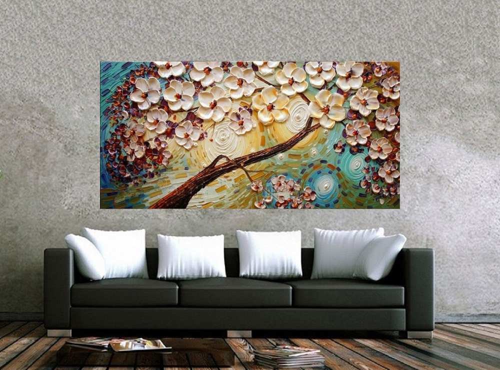 Quadro Pintura Tela Abstrato Moderno 2176: 70cm (A) x 140cm (L) - 2