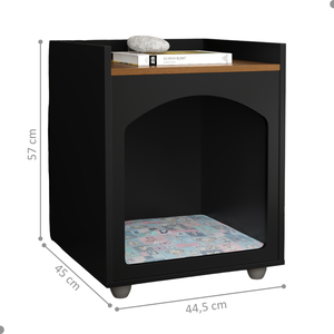 Mesa Cabeceira Pet Casinha Preto Freijo Decor Pratica