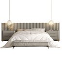 Ver imagem 2 de Conjunto Cabeceira Super King 400cm C/ 2 Mesas de Cabeceira Cor:grigio com Dourado