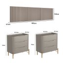 Ver imagem 3 de Conjunto Cabeceira Super King 400cm C/ 2 Mesas de Cabeceira Cor:grigio com Dourado