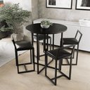 Ver imagem 1 de Conjunto Mesa Redonda Preta 4 Cadeiras Pequena Estofado Industrial Black