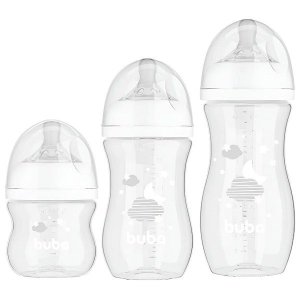 Kit 3 Mamadeira Easy Flow Nuvem Branca 120ml/270ml/330ml Anticolica Buba