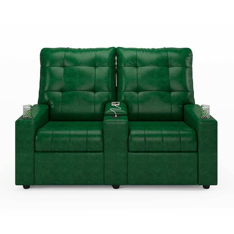 Poltrona Reclinável para Cinema Parma 2 Lugares Baú Usb Pu Verde Musgo Fh1 - D'Rossi